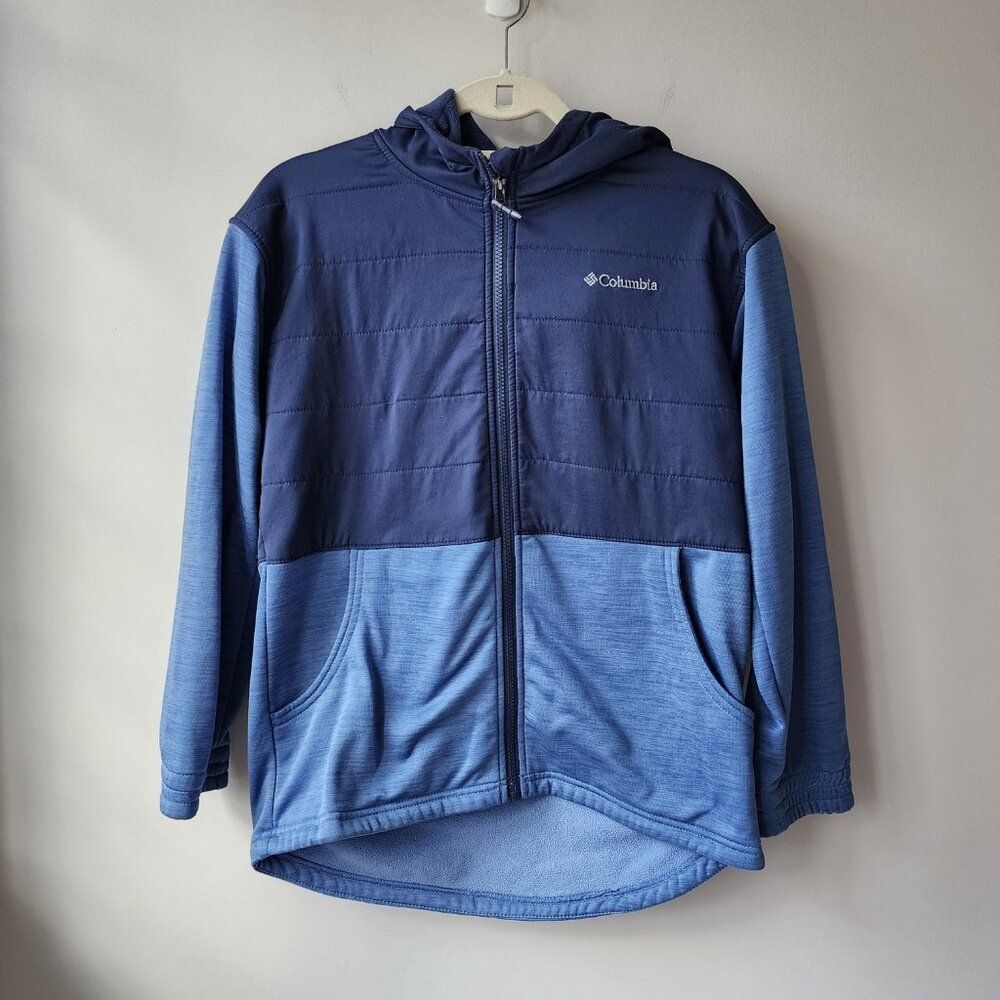 Boy's Columbia Hooded Fleece Jacket | Pockets Full Zipper | Blue Size XL (18-20)